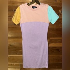 Misguided Color Block Tee Shirt Dress Size 2
